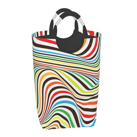 YFYANG 50L Foldable Laundry Hamper, Waterproof Oxford Fabric Abstract Color Line Texture Laundry Bag Laundry Baskets