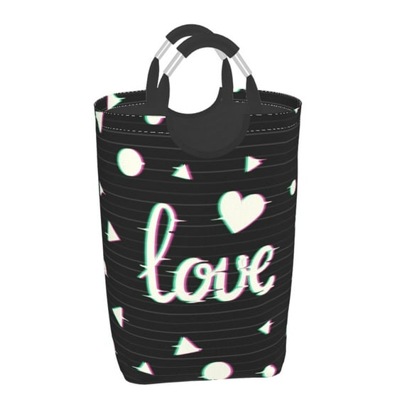 YFYANG 50L Foldable Laundry Hamper, Waterproof Oxford Fabric Abstract Geometric Heart Texture Laundry Bag Laundry Baskets