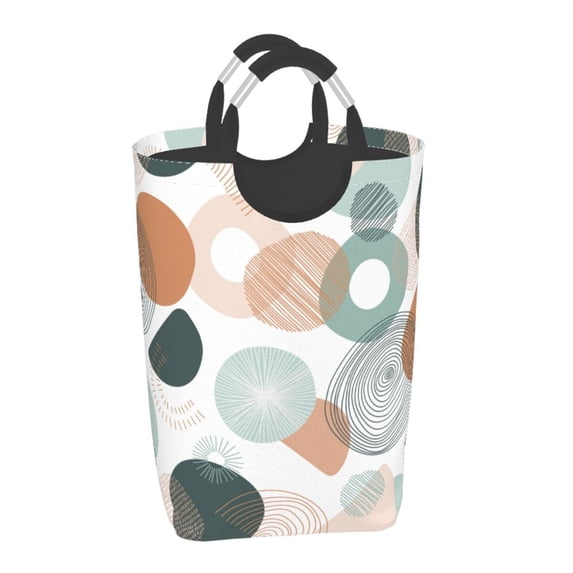 YFYANG 50L Foldable Laundry Hamper, Waterproof Oxford Fabric Abstract Line Geometric Pattern Laundry Bag Laundry Baskets