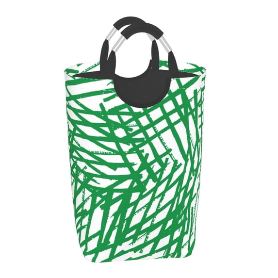 YFYANG 50L Foldable Laundry Hamper, Waterproof Oxford Fabric Green Watercolor Lines Texture Laundry Bag Laundry Baskets