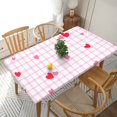 thumbnail image 1 of YFYANG 5FT Rectangular Table Cloth, Waterproof Polyester Pink Heart Plaid Stripe Table Cover, Indoor Outdoor Decorative Tablecloths with Elastic Edge, 1 of 8