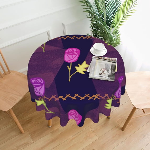 YFYANG 60 inch Round Table Cloth, Reusable Polyester Abstract Rose Pattern Table Cover for Indoor Outdoor Kitchen Restaurant Table Decoration Tablecloths