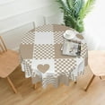 thumbnail image 1 of YFYANG 60 inch Round Table Cloth, Reusable Polyester Beige Love Plaid Pattern Table Cover for Indoor Outdoor Kitchen Restaurant Table Decoration Tablecloths, 1 of 8