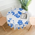 thumbnail image 1 of YFYANG 60 inch Round Table Cloth, Reusable Polyester Blue Flower and Bird Pattern Table Cover for Indoor Outdoor Kitchen Restaurant Table Decoration Tablecloths, 1 of 8
