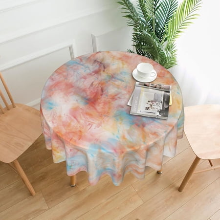 YFYANG 60 inch Round Table Cloth, Reusable Polyester Dream Abstract Texture Table Cover for Indoor Outdoor Kitchen Restaurant Table Decoration Tablecloths