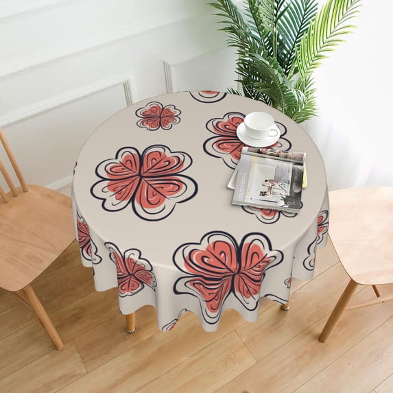 YFYANG 60 inch Round Table Cloth, Reusable Polyester Lucky Clover Pattern Table Cover for Indoor Outdoor Kitchen Restaurant Table Decoration Tablecloths