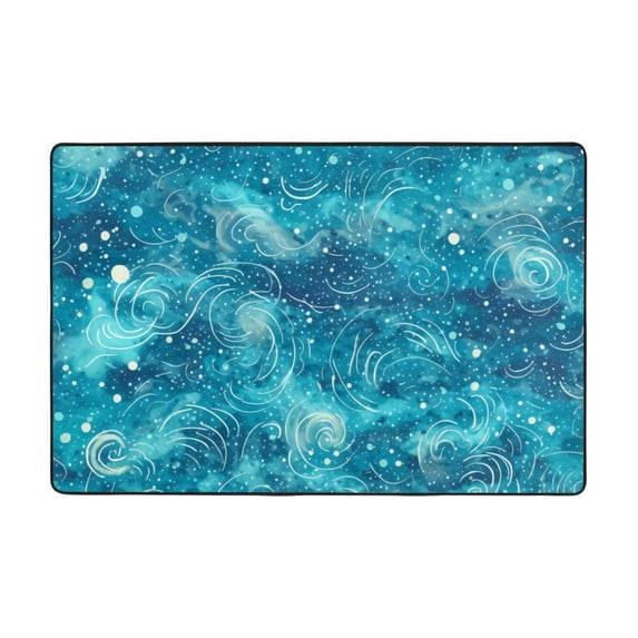 YFYANG 72"x48" Non-Slip Flannel Carpet Doormat, Living Room Bedroom Office Decorative Area Rugs, Indoor Blue Abstract Cloud Texture Floor Mats
