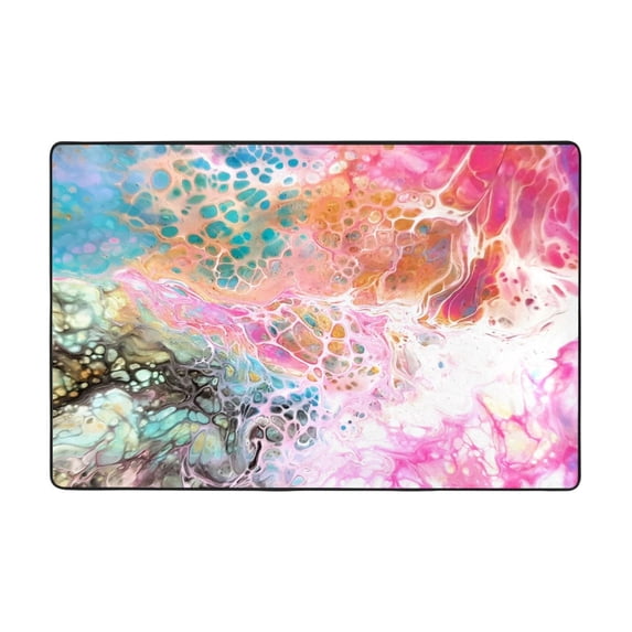 YFYANG 72"x48" Non-Slip Flannel Carpet Doormat, Living Room Bedroom Office Decorative Area Rugs, Indoor Colorful Abstract Textures Pattern Floor Mats