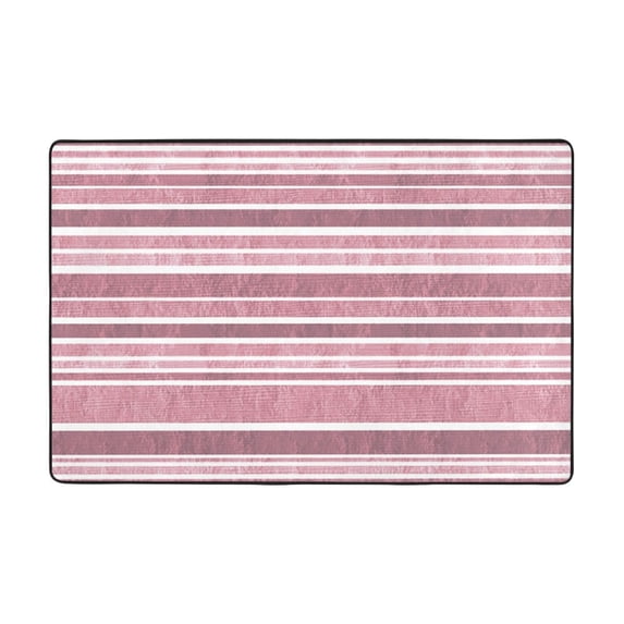 YFYANG 72"x48" Non-Slip Flannel Carpet Doormat, Living Room Bedroom Office Decorative Area Rugs, Indoor Pink Vintage Stripes Floor Mats