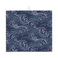 thumbnail image 1 of YFYANG Absorbent Dish Drying Mat for Kitchen, Reusable Blue Line Wave Graffiti Microfiber Dish Mat, 16 x 18 Inch, 1 of 9