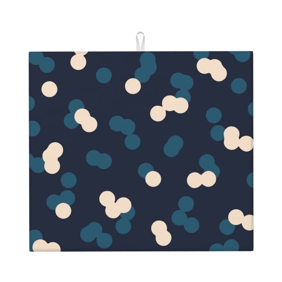 YFYANG Absorbent Dish Drying Mat for Kitchen, Reusable Vintage Blue Dot Pattern Microfiber Dish Mat, 16 x 18 inch