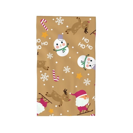 YFYANG Absorbent Towel, Soft Skin-Friendly Brown Christmas Snowman Washcloth Bath Towel, Suitable for All Skin, 27.5 x 16-inch
