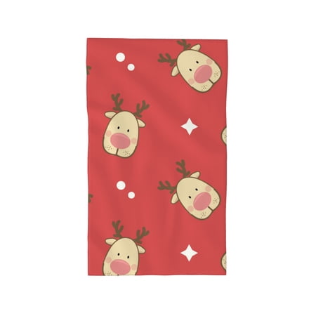 YFYANG Absorbent Towel, Soft Skin-Friendly Red Cute Christmas Elk Washcloth Bath Towel, Suitable for All Skin, 27.5 x 16-inch