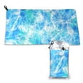 thumbnail image 1 of YFYANG Adult Microfiber Portable Travel Towel, Abstract Blue Texture Quick Dry Towel with Hiking Buckle PVC Pouch, 16" x 31.5", 1 of 6