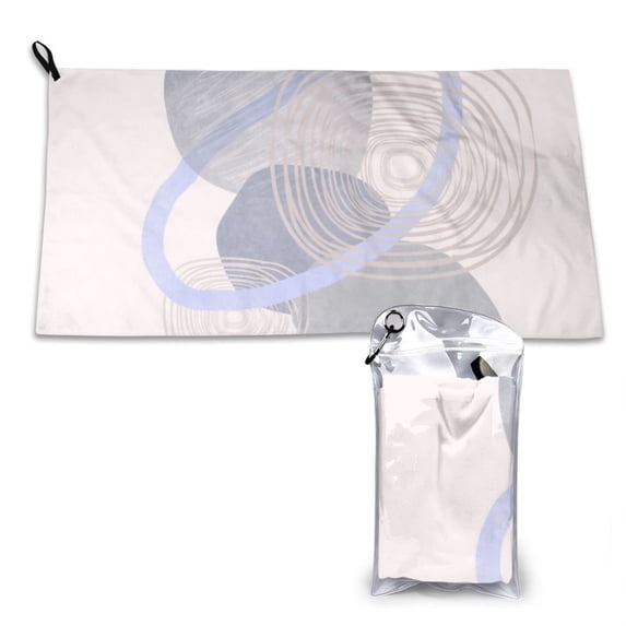YFYANG Adult Microfiber Portable Travel Towel, Bohemian Simple Round Quick Dry Towel with Hiking Buckle PVC Pouch, 16" x 31.5"