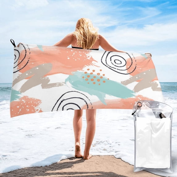 YFYANG Adult Microfiber Quick Dry Bath Towels, Abstract Watercolor Graffiti Beach Towel, Home Camping Travel Essentials, 31.5" x 63"