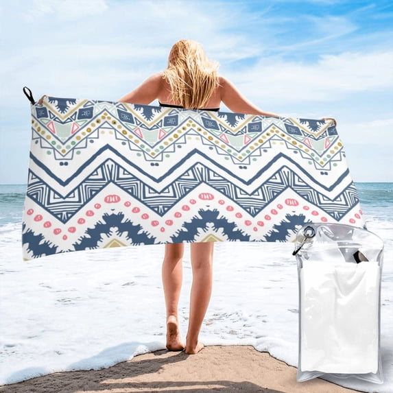 YFYANG Adult Microfiber Quick Dry Bath Towels, Blue Abstract Vintage Texture Beach Towel, Home Camping Travel Essentials, 31.5" x 63"