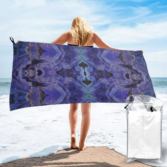 YFYANG Adult Microfiber Quick Dry Bath Towels, Purple Tie-Dye Art Beach Towel, Home Camping Travel Essentials, 31.5" x 63"