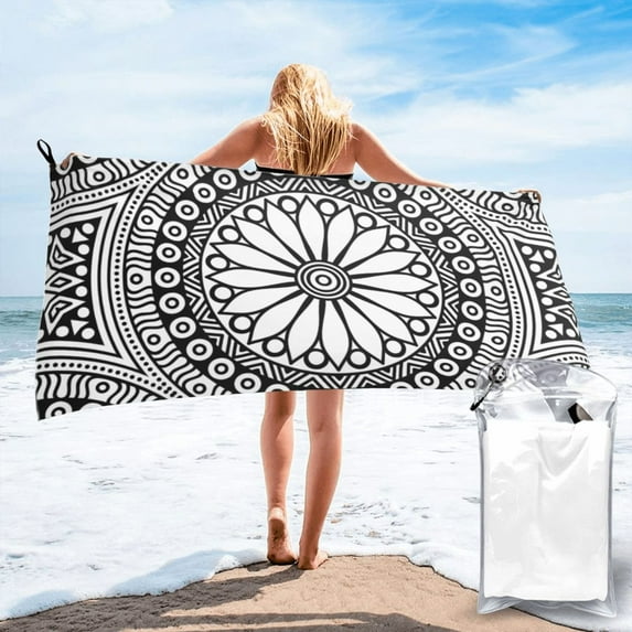 YFYANG Adult Microfiber Quick Dry Bath Towels, Vintage Abstract Aztec Patterns Beach Towel, Home Camping Travel Essentials, 31.5" x 63"