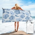 thumbnail image 1 of YFYANG Adult Microfiber Quick Dry Bath Towels, Vintage Blue Watercolor Flower Beach Towel, Home Camping Travel Essentials, 31.5" x 63", 1 of 9