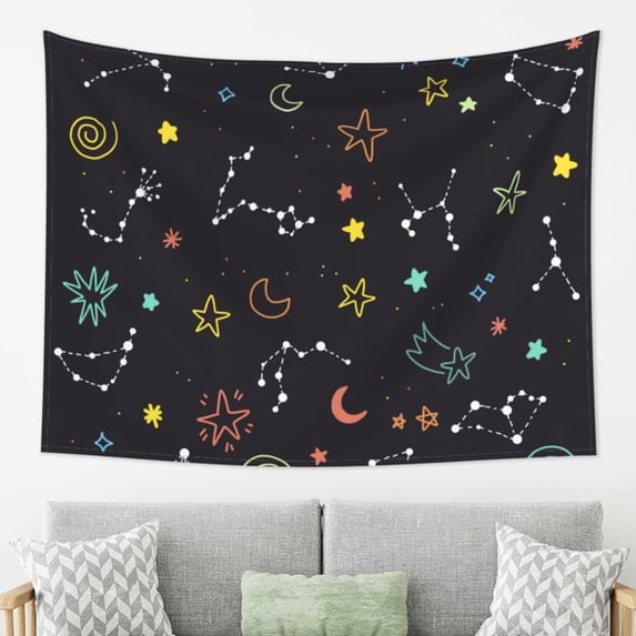 YFYANG Colorful Constellation Graffiti Tapestry, Bedroom Dormitory Living Room Decoration Tapestrys Wall Hanging , 80 x 60 in