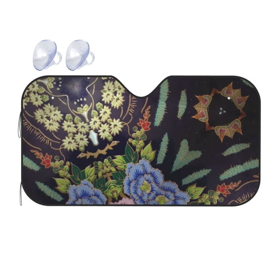 YFYANG Front Windshield Sun Shade, Moroccan Decorative Flowers Foldable Car Visor for Cars, Trucks, SUVs, Medium