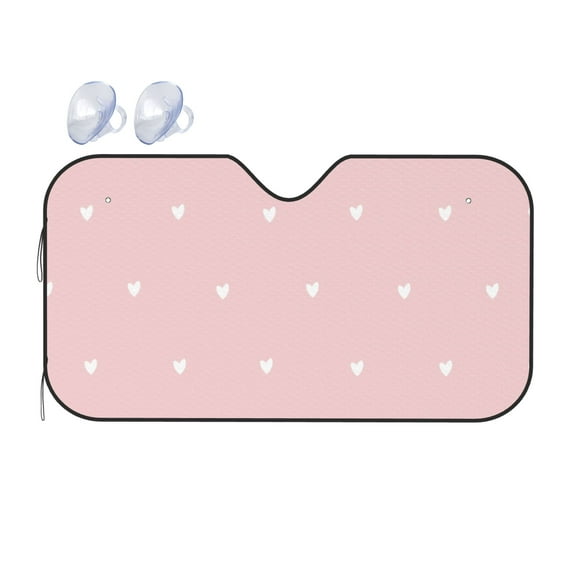 YFYANG Front Windshield Sun Shade, Pink Heart Pattern Foldable Car Visor for Cars, Trucks, SUVs, Medium