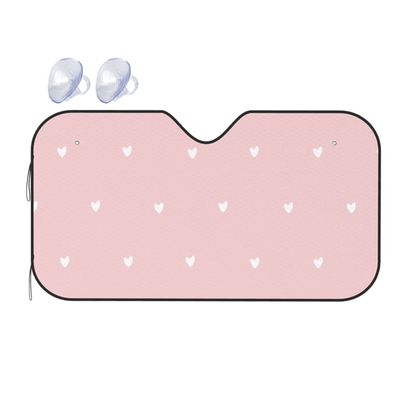 YFYANG Front Windshield Sun Shade, Pink Heart Pattern Foldable Car Visor for Cars, Trucks, SUVs, Small