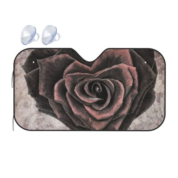 YFYANG Front Windshield Sun Shade, Rose Heart Pattern Foldable Car Visor for Cars, Trucks, SUVs, Small
