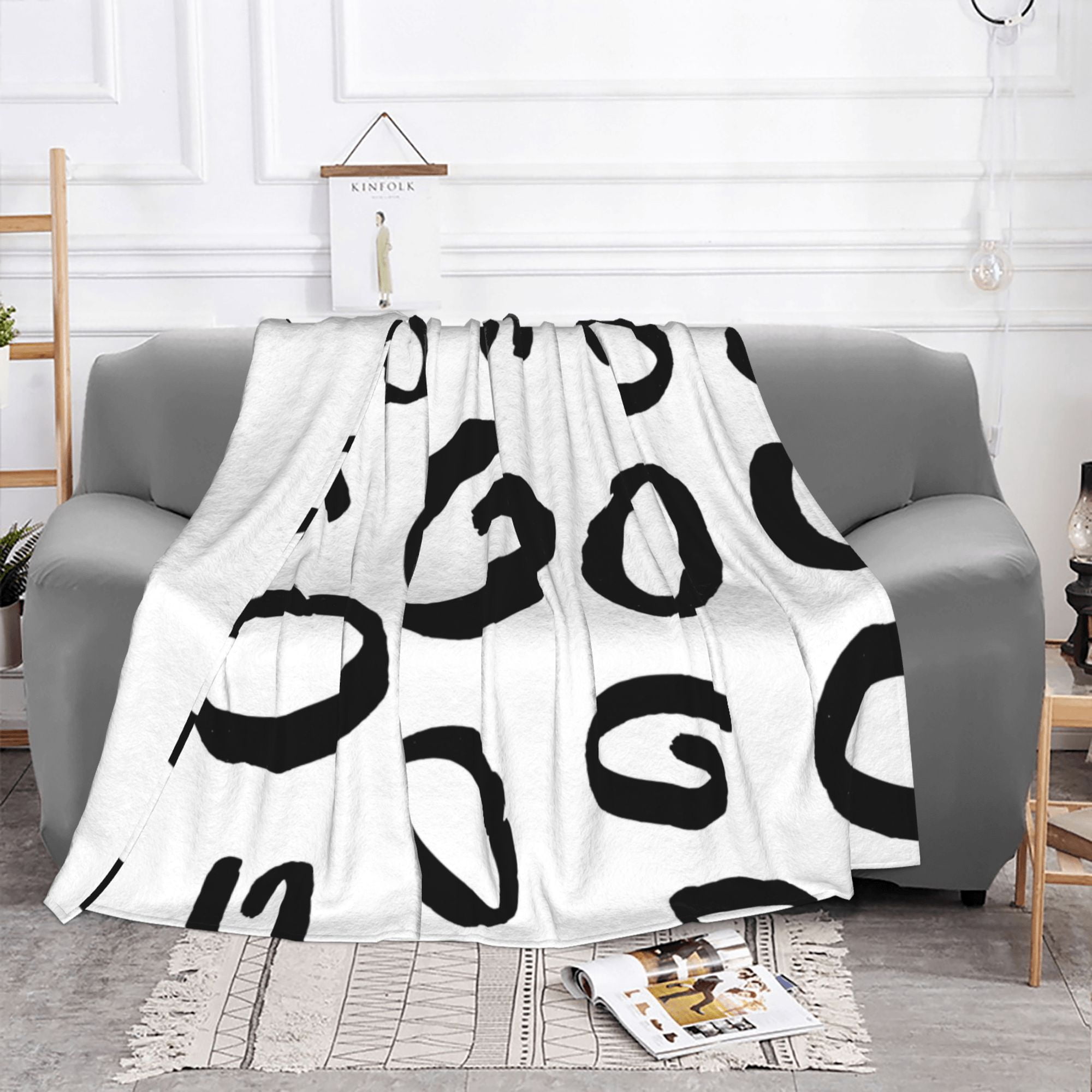 White And Black Graffiti Doodle Text Print Blanket