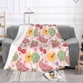 thumbnail image 1 of YFYANG Lightweight Warm Flannel Blanket, Pink Watermelon Floral Doodle Throw Blanket for Bed, Sofa, Travel, Camping, 80"x60", 1 of 7