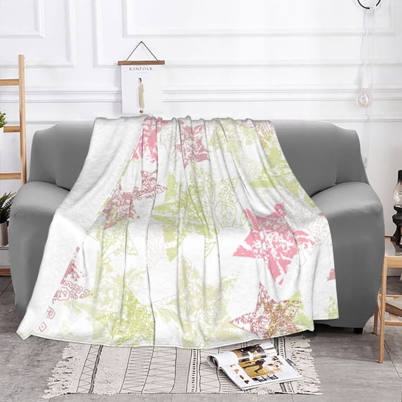 YFYANG Lightweight Warm Flannel Blanket, Vintage Abstract Star Texture Throw Blanket for Bed, Sofa, Travel, Camping, 40"x30"