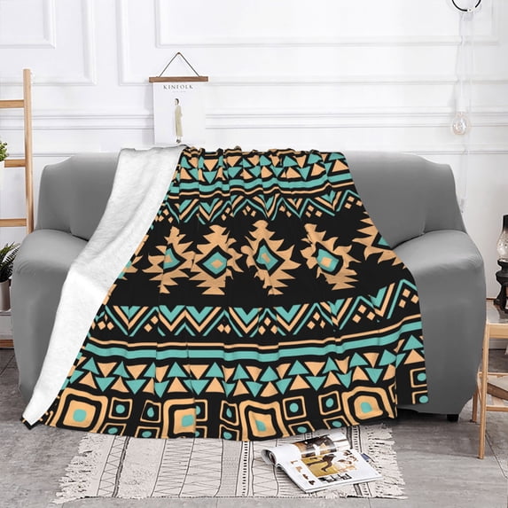 YFYANG Lightweight Warm Flannel Blanket, Vintage Brown Decorative Stripes Throw Blanket for Bed, Sofa, Travel, Camping, 80"x60"