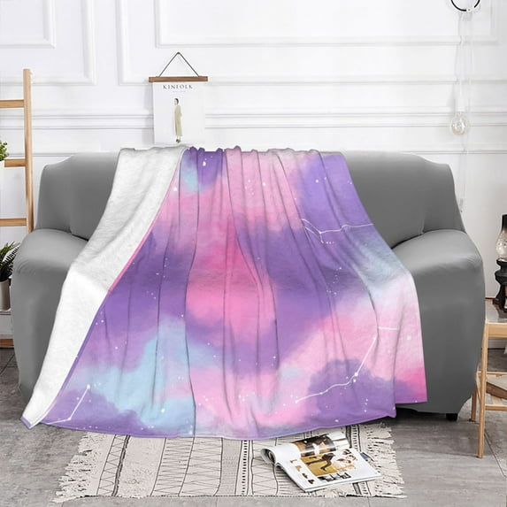 YFYANG Lightweight Warm Flannel Blanket, Watercolor Abstract Starry Night Throw Blanket for Bed, Sofa, Travel, Camping, 60"x50"