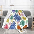 thumbnail image 1 of YFYANG Lightweight Warm Flannel Blanket, Watercolor Plant Leaves Throw Blanket for Bed, Sofa, Travel, Camping, 80"x60", 1 of 7