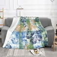 thumbnail image 1 of YFYANG Lightweight Warm Thickened Flannel Blanket, Blue Watercolor Leaf Vein Texture Throw Blanket for Bed, Sofa, Travel, Camping, 60"x50", 1 of 7