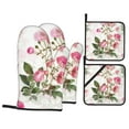 thumbnail image 1 of YFYANG Oven Mitts and Pot Holders Sets 4 Pieces, Non-Slip Heat Resistant Vintage Pink Flowers Kitchen Glove Pot Mat for Cooking and Baking, 1 of 8