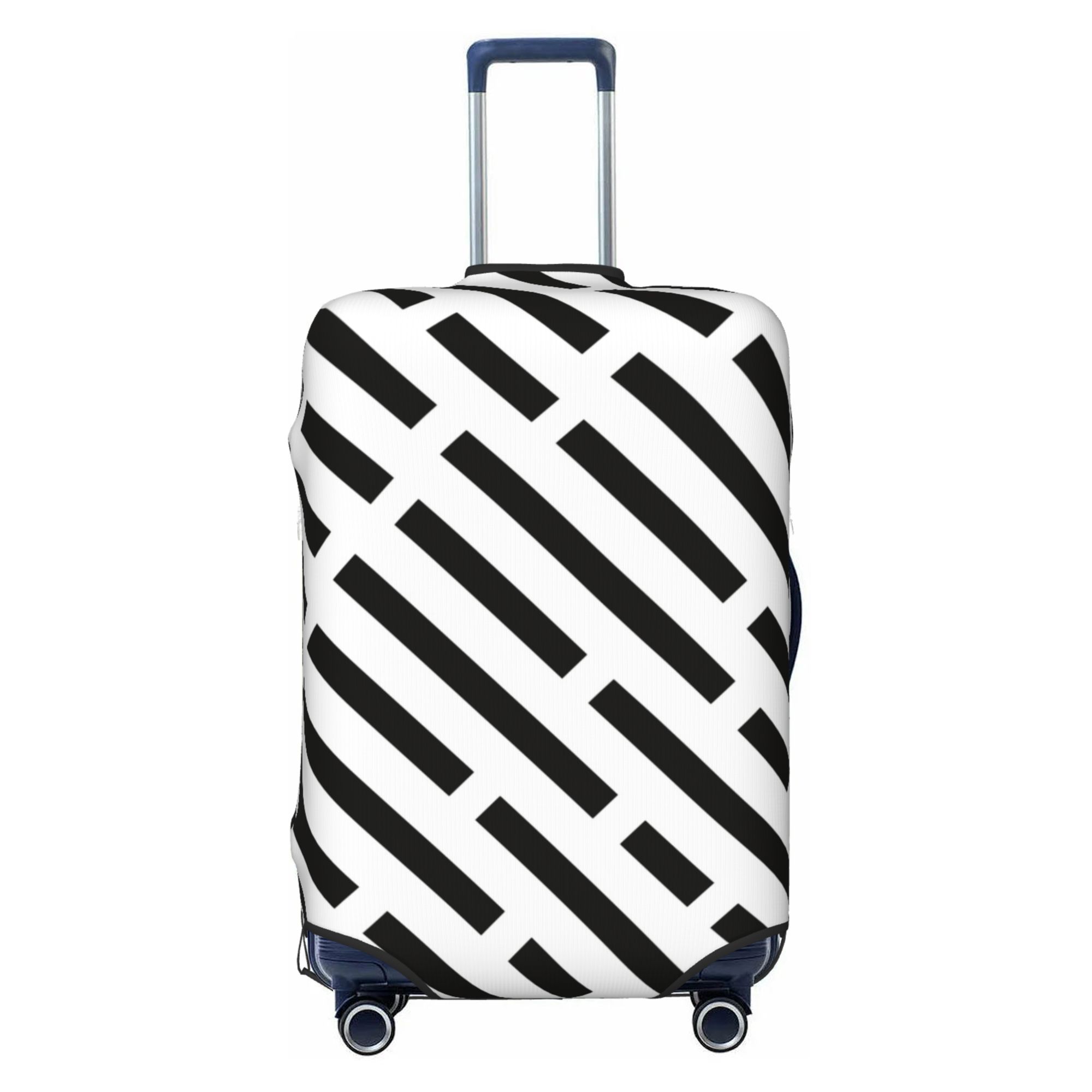 YFYANG Polyester Elastic Luggage Cover, Black and White Line Texture Travel Suitcase Dust