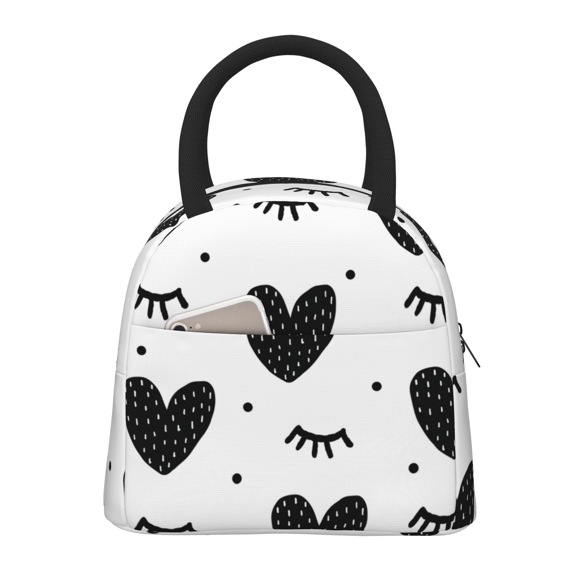YFYANG Portable Waterproof Insulated Lunch Bag, Love Lash Doodle