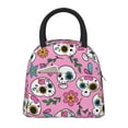 thumbnail image 1 of YFYANG Portable Waterproof Insulated Lunch Bag, Pink Cute Skull Pattern Reusable Cooler Bag / Picnic Bag for Adults Teens, 1 of 9