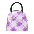 thumbnail image 1 of YFYANG Portable Waterproof Insulated Lunch Bag, Purple Watercolor Plaid Texture Reusable Cooler Bag / Picnic Bag for Adults Teens, 1 of 9