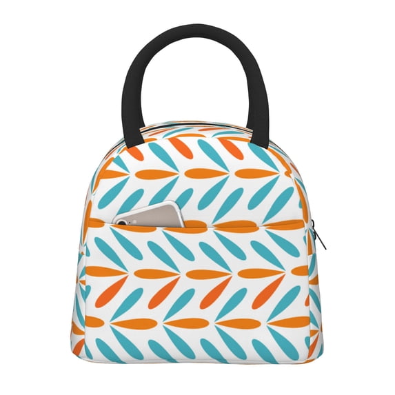 YFYANG Portable Waterproof Insulated Lunch Bag, Watercolor Striped Geometric Patterns Reusable Cooler Bag / Picnic Bag for Adults Teens