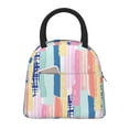 thumbnail image 1 of YFYANG Portable Waterproof Insulated Lunch Bag, Watercolor Stripes Graffiti Reusable Cooler Bag / Picnic Bag for Adults Teens, 1 of 9