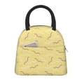 thumbnail image 1 of YFYANG Portable Waterproof Insulated Lunch Bag, Yellow Line Texture Reusable Cooler Bag / Picnic Bag for Adults Teens, 1 of 9