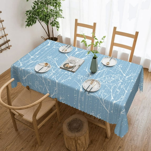 YFYANG Rectangular Polyester Table Cloth Blue Branch Texture Table Cover for Indoor Outdoor Kitchen Restaurant Table Decoration Tablecloths，54" X 72"