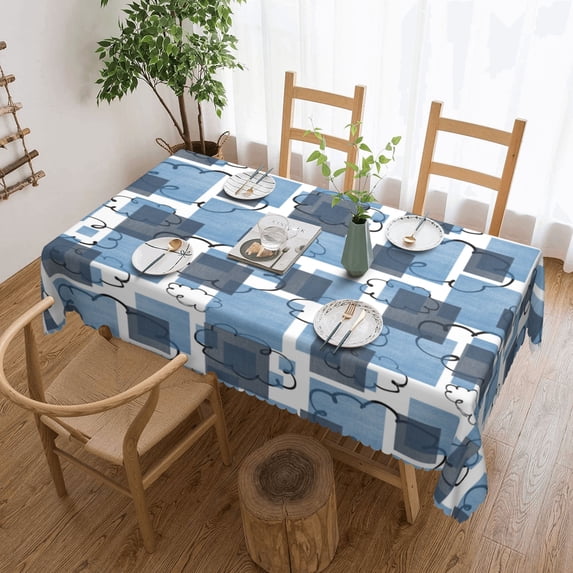 YFYANG Rectangular Polyester Table Cloth Blue Dream Cloud Graffiti Table Cover for Indoor Outdoor Kitchen Restaurant Table Decoration Tablecloths,54" X 72"