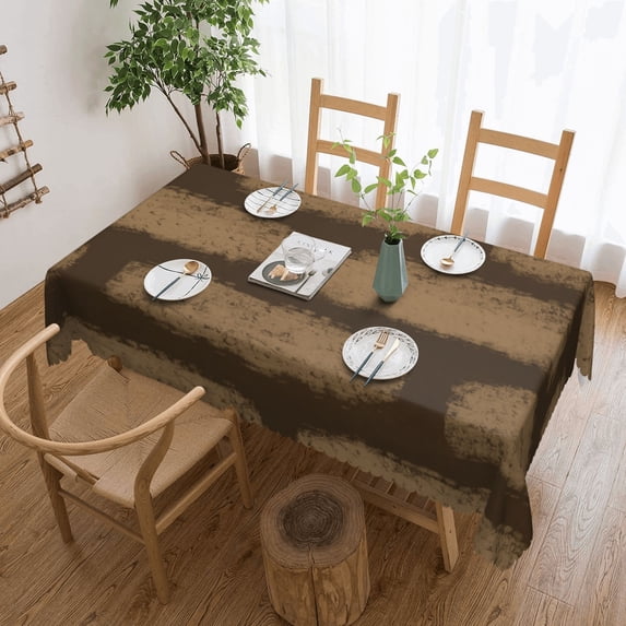 YFYANG Rectangular Polyester Table Cloth Brown Abstract Pattern Table Cover for Indoor Outdoor Kitchen Restaurant Table Decoration Tablecloths,54" X 72"