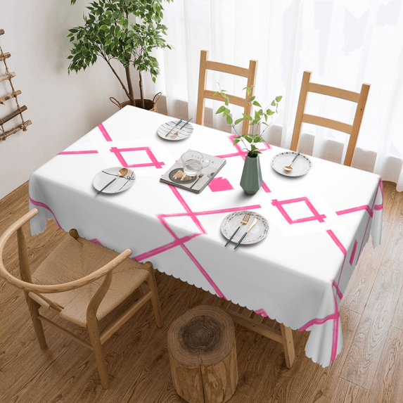YFYANG Rectangular Polyester Table Cloth Geometric Line Graffiti Table Cover for Indoor Outdoor Kitchen Restaurant Table Decoration Tablecloths,54" X 72"