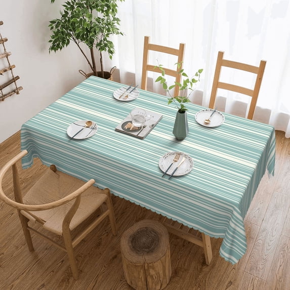 YFYANG Rectangular Polyester Table Cloth Green Line Texture Table Cover for Indoor Outdoor Kitchen Restaurant Table Decoration Tablecloths，54" X 72"