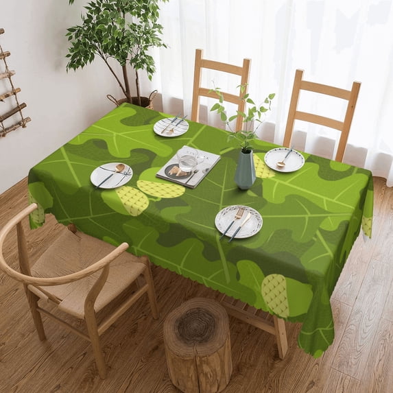 YFYANG Rectangular Polyester Table Cloth Green Oak Leaf Pattern Table Cover for Indoor Outdoor Kitchen Restaurant Table Decoration Tablecloths,54" X 72"